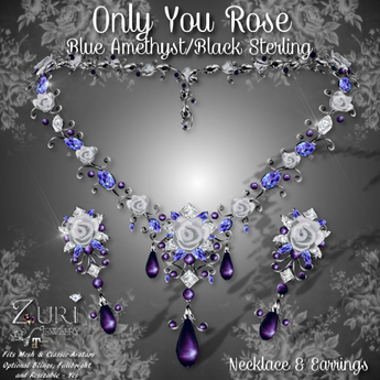 Second Life Marketplace - Copy Zuri's Only You Rose Set - Blue Amethyst